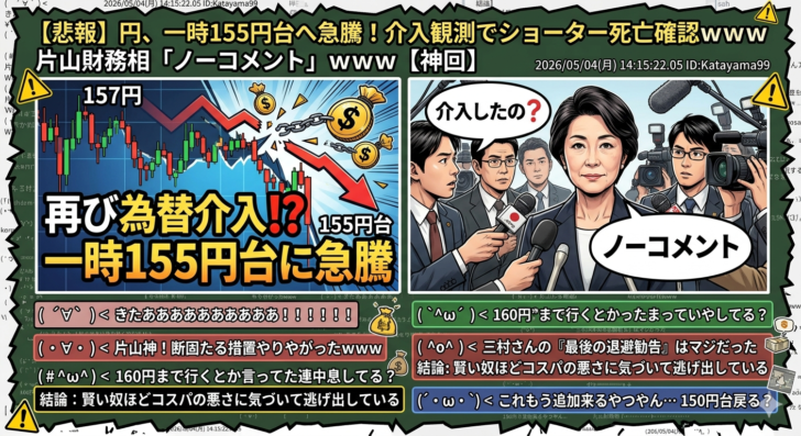 再び為替介入⁉︎一時1ドル=1…画像