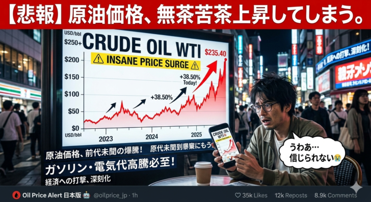 原油価格、無茶苦茶上昇してしま…画像