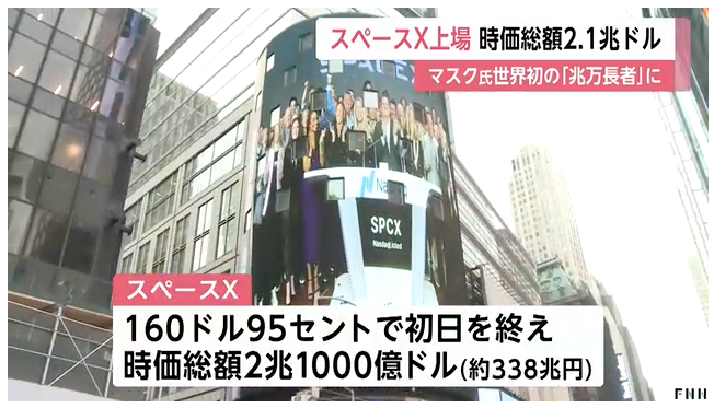 スペースXのIPO、初日は19…画像